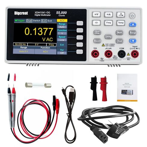 جهاز قياس متعدد رقمي لسطح المكتب XDM1041-DG جهاز قياس متعدد صغير محمول مع شاشة LCD مقاس 3.5 بوصة وعدد 55000، ومقياس اختبار درجة الحرارة RMS الحقيقي in Kuwait
