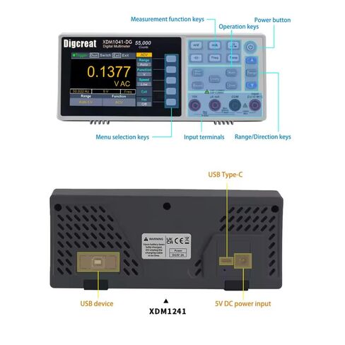 جهاز قياس متعدد رقمي لسطح المكتب XDM1041-DG جهاز قياس متعدد صغير محمول مع شاشة LCD مقاس 3.5 بوصة وعدد 55000، ومقياس اختبار درجة الحرارة RMS الحقيقي in Kuwait