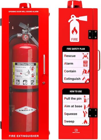 Outdoor 20 lb Fire Extinguisher Cabinet | Wall & Surface Mount | Optional Alarm & Lock | Fire Safety Instructions Included | Holds 10 lb, 15 lb and 20 lb Extinguishers (Red, 20 lb) in Kuwait