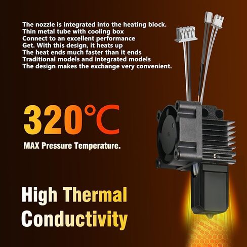 مجموعة كاملة لتجميع Bambu X1 X1C Hotend مع فوهة فولاذية صلبة مقاس 0.2 مم، وسخان سيراميك، وثرمستور، ومروحة تبريد لرأس الطباعة الكربونية Bambu Lab X1، مجموعة الطارد ثلاثية الأبعاد للطابعة Hotend in Kuwait