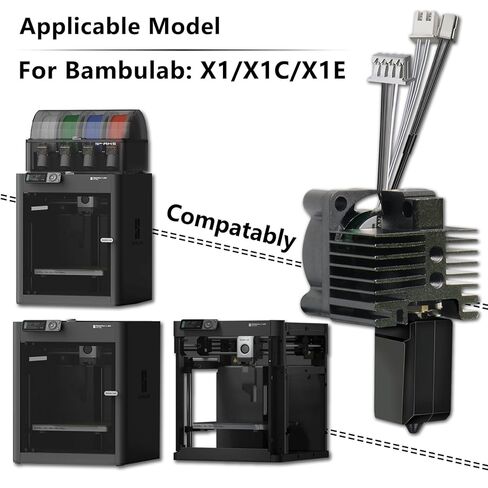 مجموعة كاملة لتجميع Bambu X1 X1C Hotend مع فوهة فولاذية صلبة مقاس 0.2 مم، وسخان سيراميك، وثرمستور، ومروحة تبريد لرأس الطباعة الكربونية Bambu Lab X1، مجموعة الطارد ثلاثية الأبعاد للطابعة Hotend in Kuwait