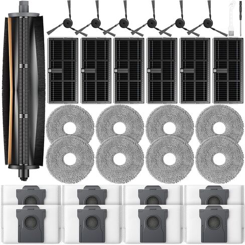 ملحقات فرشاة TriCut لـ Dreame L40 Ultra (Gen 2)/ X40 Ultra / X40 Master، لمكنسة MOVA P10 (Gen 2)/ P50 Pro Ultra Robot، مع 1* فرشاة TriCut، 8* وسادة ممسحة، 8* كيس غبار، 6* فلتر، 6* فرشاة جانبية in Kuwait