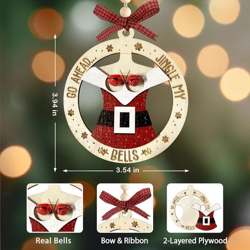 متعة سانتا عيد الميلاد الحلي 2025، هدايا الفيل الأبيض للنساء، حلية جرس جلجل لشجرة عيد الميلاد، هدايا الكمامة زوجين الكبار مضحك، الحلي الخشبية المشاغب كهدية مضحكة للأصدقاء in Kuwait