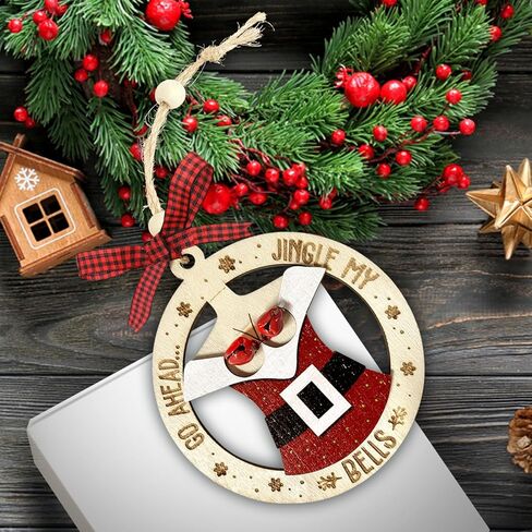 متعة سانتا عيد الميلاد الحلي 2025، هدايا الفيل الأبيض للنساء، حلية جرس جلجل لشجرة عيد الميلاد، هدايا الكمامة زوجين الكبار مضحك، الحلي الخشبية المشاغب كهدية مضحكة للأصدقاء in Kuwait