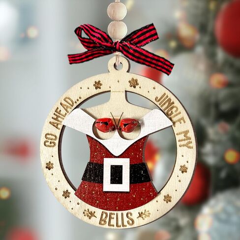 متعة سانتا عيد الميلاد الحلي 2025، هدايا الفيل الأبيض للنساء، حلية جرس جلجل لشجرة عيد الميلاد، هدايا الكمامة زوجين الكبار مضحك، الحلي الخشبية المشاغب كهدية مضحكة للأصدقاء in Kuwait