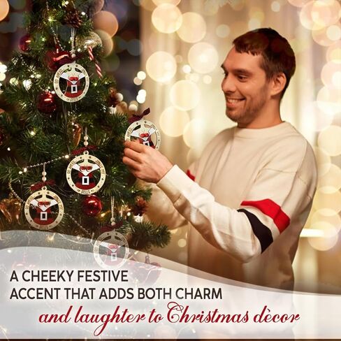 متعة سانتا عيد الميلاد الحلي 2025، هدايا الفيل الأبيض للنساء، حلية جرس جلجل لشجرة عيد الميلاد، هدايا الكمامة زوجين الكبار مضحك، الحلي الخشبية المشاغب كهدية مضحكة للأصدقاء in Kuwait