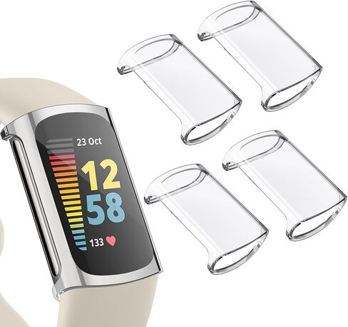 Meliya 4-Pack for Fitbit Charge 6/Charge 5 Screen Protector Case (Not for Charge 4/3), Full Around Protective Bumpers Cover for Fitbit Charge 6/5 Fitness Tracker (Clear*4) in Kuwait