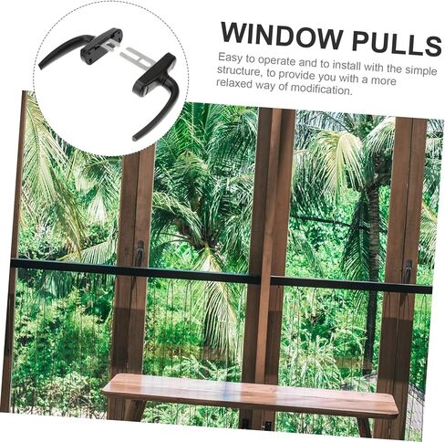 TEHAUX 2Pcs Zinc Alloy Window Pull Door Lock Handle Easy Install Modern Design Compatible with Interior Doors for Residential Commercial Use in Kuwait