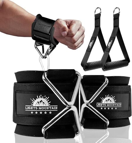 Gym Handles & Wrist Cuffs Set – Heavy-Duty Cable Machine Attachments for Lateral Raises, Strength Training, Resistance Workouts & Pull Exercises, Padded Grip & Adjustable Straps in Saudi Arabia