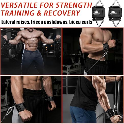Gym Handles & Wrist Cuffs Set – Heavy-Duty Cable Machine Attachments for Lateral Raises, Strength Training, Resistance Workouts & Pull Exercises, Padded Grip & Adjustable Straps in Saudi Arabia