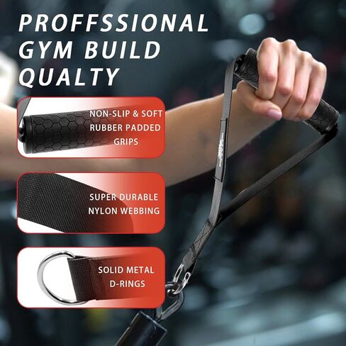 Gym Handles & Wrist Cuffs Set – Heavy-Duty Cable Machine Attachments for Lateral Raises, Strength Training, Resistance Workouts & Pull Exercises, Padded Grip & Adjustable Straps in Saudi Arabia
