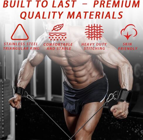 Gym Handles & Wrist Cuffs Set – Heavy-Duty Cable Machine Attachments for Lateral Raises, Strength Training, Resistance Workouts & Pull Exercises, Padded Grip & Adjustable Straps in Saudi Arabia