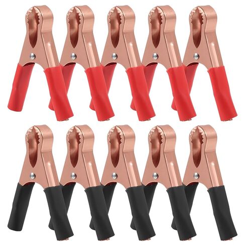 10Pcs Heavy Duty Insulated Alligator Clips 50A Spring Loaded Battery Test Clips with Red & Black Boots, Durable Metal Clamps for Car Truck Electrical Lead Probes in Saudi Arabia