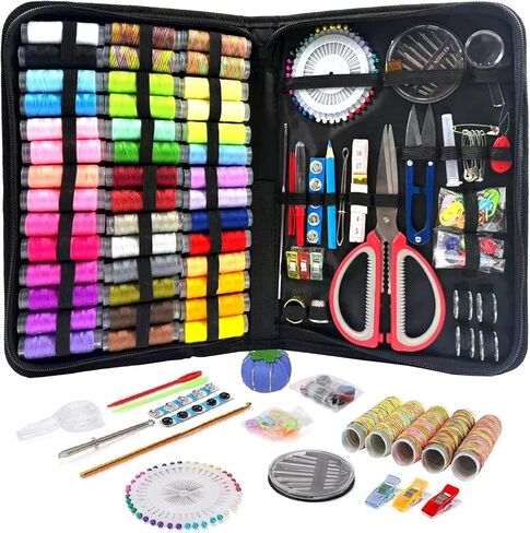 Pmbqifay 305Pcs Sewing Kit for Adults, 56Color Thread Spools, Portable Needle and Thread Kit for Sewing, with Scissors and Accessories for Adults, Kids, Beginner, Home, Travel, Emergency Sewing Kits in Saudi Arabia