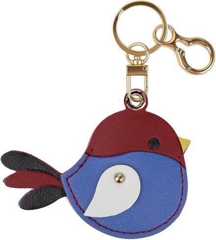 Trazzic Leather for AirTag Holder, Keychain Compatible with Air Tag Cases, Cute Pattern with Keychain Ring, Scratch-Resistant for GPS Tracker Cover, Car Key Chain Accessories (Bird Pink) in Saudi Arabia