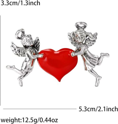 RLHRNDE Valentine's Day Brooch For Women Men Vintage Gold Silver Two Cupid Angel Love Brooch Elegant Red Love-Heart Enamel Pin Wedding Art Deco Birthday Anniversary Valentines Day Gift in Saudi Arabia