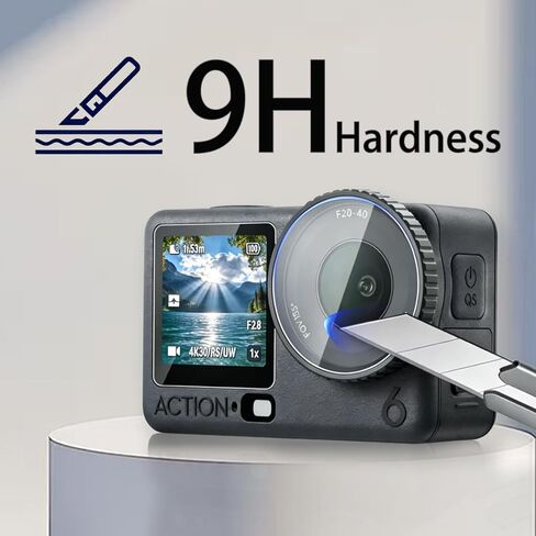 7-in-1 Accessories Kit for DJI Osmo Action 6, Included 2 Pack 9H Hardness Tempered Glass, Carrying Portable Storage Case with Carabiner Clip, Black Silicone Case (Black) in Kuwait