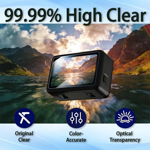 7-in-1 Accessories Kit for DJI Osmo Action 6, Included 2 Pack 9H Hardness Tempered Glass, Carrying Portable Storage Case with Carabiner Clip, Black Silicone Case (Black) in Kuwait