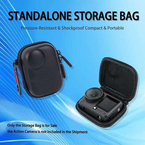 7-in-1 Accessories Kit for DJI Osmo Action 6, Included 2 Pack 9H Hardness Tempered Glass, Carrying Portable Storage Case with Carabiner Clip, Black Silicone Case (Black) in Kuwait