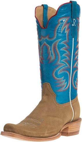 R. Watson Boots Men's Sand Roughout 13" Marine Blue Cowhide Top Cutter Toe Cowboy Boots Blue 9.5 D in Kuwait
