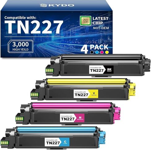خرطوشة حبر بديلة TN227 TN-227BK/C/M/Y متوافقة مع Brother TN 227 TN-223BK/C/M/Y مع MFC-L3770CDW HL-L3270CDW MFC-L3710CDW HL-L3210CW HL-L3290CDW طابعة (2BK/1C/1M/1Y) in Kuwait