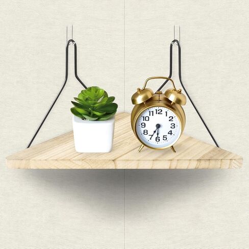 الرف الزاوية في القماش الجدار مع السنانير 11.8 بوصة ثلثية خشبية رف زاوية للركن لمكتب الجدران معروضة تخزين منظم لديكور عمل زارع صغير إطار صورة in Kuwait