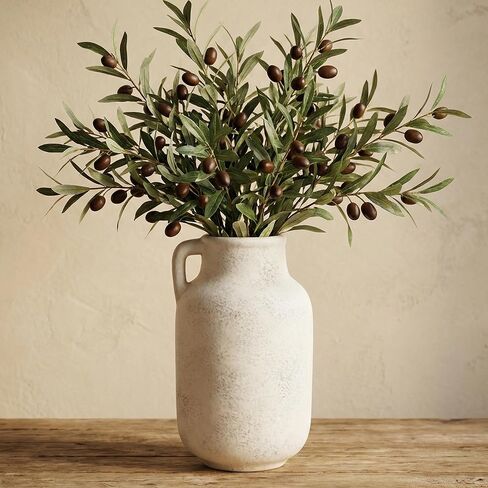Ceramic Flower Vase 5.2 Inch - Farmhouse Centerpiece Vase for Home Decor, Rustic Table Vase for Dried Flowers, Handcrafted Pottery for Living Room, Shelf & Wedding Decor in Kuwait