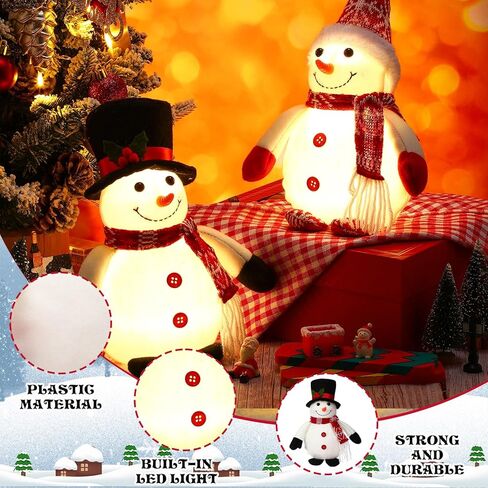 Tujoe 2 Pack Christmas Light up Table Decoration 10 Inch Lighted LED Snowman Figurines Tabletop Decor Winter Battery Operated Xmas Gifts Home Ornament for Holiday Dinner Party Indoor(Modern) in Saudi Arabia