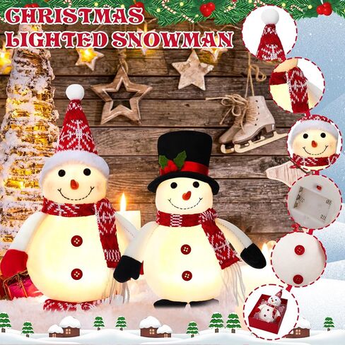 Tujoe 2 Pack Christmas Light up Table Decoration 10 Inch Lighted LED Snowman Figurines Tabletop Decor Winter Battery Operated Xmas Gifts Home Ornament for Holiday Dinner Party Indoor(Modern) in Saudi Arabia