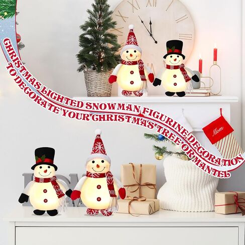 Tujoe 2 Pack Christmas Light up Table Decoration 10 Inch Lighted LED Snowman Figurines Tabletop Decor Winter Battery Operated Xmas Gifts Home Ornament for Holiday Dinner Party Indoor(Modern) in Saudi Arabia