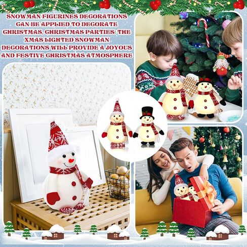 Tujoe 2 Pack Christmas Light up Table Decoration 10 Inch Lighted LED Snowman Figurines Tabletop Decor Winter Battery Operated Xmas Gifts Home Ornament for Holiday Dinner Party Indoor(Modern) in Saudi Arabia