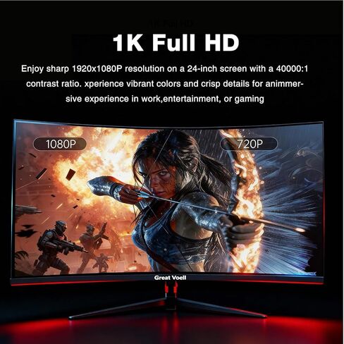 24 Inch Farmless Monitor 16:9 Aspect Ratio 75HZ FHD LED Display 99% sRGB - Thin Bezel Design - Eye-Care Technology - HDMI VGA Connectivity in Saudi Arabia