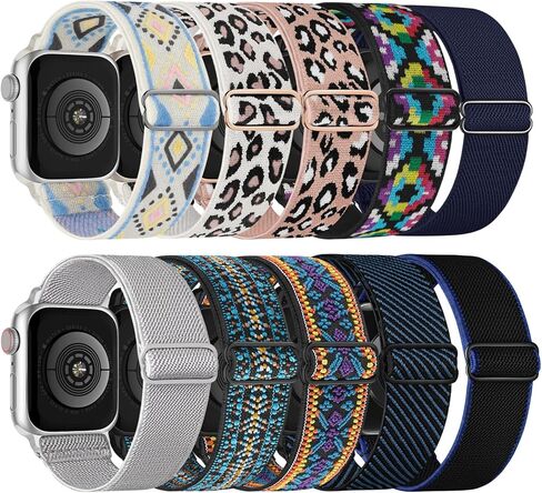 10 Pack Stretchy Bands Compatible with Apple Watch Band 40mm 38mm 41mm 42mm 44mm 45mm 46mm 49mm Women Men, Water-Resistant Solo Loop Elastic Sport Straps for iWatch Series 11 10 9 8 7 6 5 4 3 SE Ultra in Kuwait