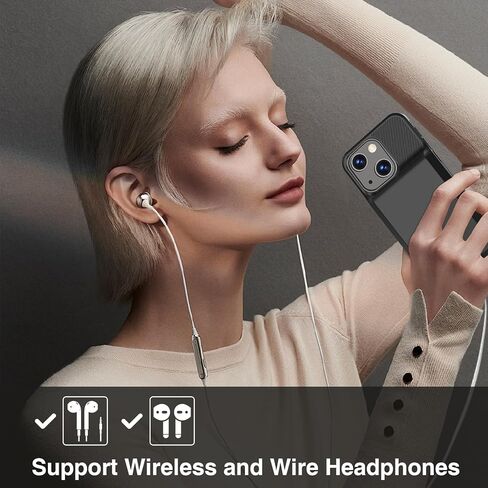 GIN FOXI Battery Case for iPhone 13/13 Pro/14/14 Pro, Charging Case Real 7000mAh Rechargeable Charger Cover Anti-Fall Protection Ultra-Slim Extended Battery Pack Juice Box, 6.1" (Black) in Kuwait