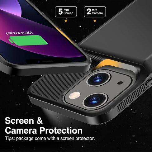 GIN FOXI Battery Case for iPhone 13/13 Pro/14/14 Pro, Charging Case Real 7000mAh Rechargeable Charger Cover Anti-Fall Protection Ultra-Slim Extended Battery Pack Juice Box, 6.1" (Black) in Kuwait