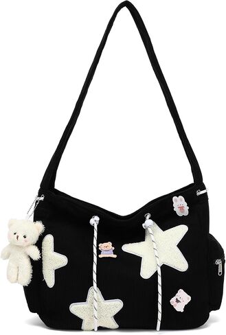 حقيبة HuiLeo اللطيفة للنساء المراهقات، محفظة كتف Kawaii Corduroy Star Crossbody in Kuwait