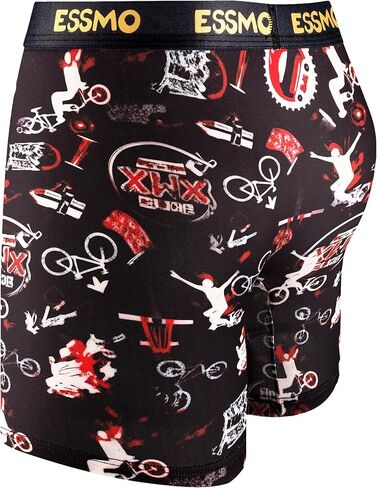 Mens Long Leg Smile Face Print Boxer Briefs 4-Pack Lightweight Breathable Stretch Running Underwear Men in Saudi Arabia