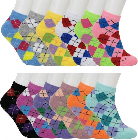 جلوري ماكس 12 زوجًا من الجوارب النسائية الرياضية للكاحل ذات القصة المنخفضة الملونة وخفيفة الوزن ومريحة وناعمة كاجوال in Kuwait