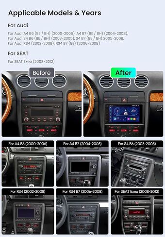 Xtrons Android 13 Car Stereo Radio Player 8 بوصة IPS شاشة اللمس GPS التنقل Octa Core 4GB RAM 64GB ROM BLUETOOTH HEAD BLUSTION DSP CAR PLAY Android Auto Support 4G LTE لـ Audi A4 S4 RS4 in Kuwait