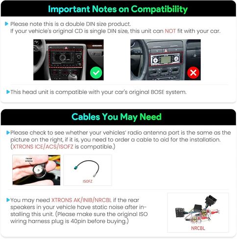 Xtrons Android 13 Car Stereo Radio Player 8 بوصة IPS شاشة اللمس GPS التنقل Octa Core 4GB RAM 64GB ROM BLUETOOTH HEAD BLUSTION DSP CAR PLAY Android Auto Support 4G LTE لـ Audi A4 S4 RS4 in Kuwait