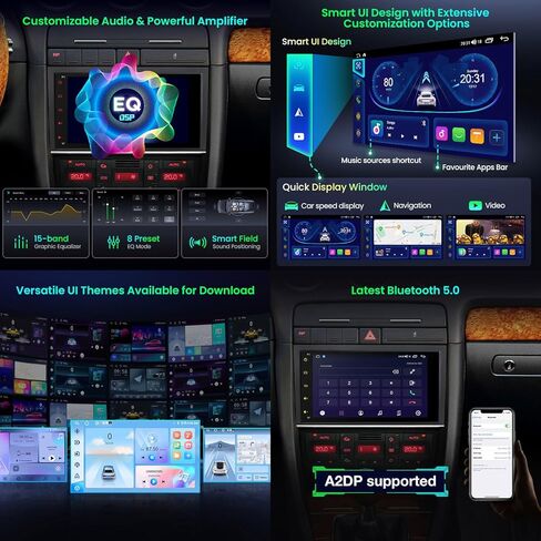 Xtrons Android 13 Car Stereo Radio Player 8 بوصة IPS شاشة اللمس GPS التنقل Octa Core 4GB RAM 64GB ROM BLUETOOTH HEAD BLUSTION DSP CAR PLAY Android Auto Support 4G LTE لـ Audi A4 S4 RS4 in Kuwait