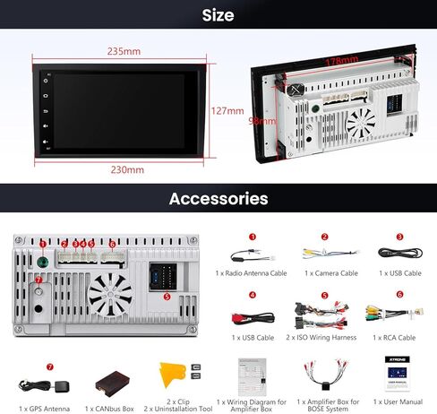 Xtrons Android 13 Car Stereo Radio Player 8 بوصة IPS شاشة اللمس GPS التنقل Octa Core 4GB RAM 64GB ROM BLUETOOTH HEAD BLUSTION DSP CAR PLAY Android Auto Support 4G LTE لـ Audi A4 S4 RS4 in Kuwait