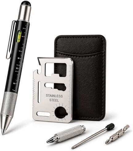 12 في 1 أداة القلم والفولاذ المقاوم للصدأ EDC المحفظة مجموعة هدايا مجموعة هدية | Multitool Duo Everyday Carry Gadget للرجال والنساء (حزمة) in Kuwait
