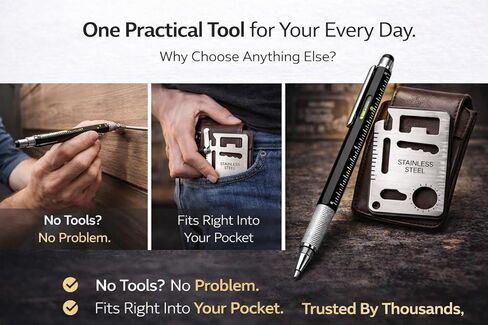 12 في 1 أداة القلم والفولاذ المقاوم للصدأ EDC المحفظة مجموعة هدايا مجموعة هدية | Multitool Duo Everyday Carry Gadget للرجال والنساء (حزمة) in Kuwait