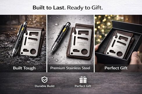12 في 1 أداة القلم والفولاذ المقاوم للصدأ EDC المحفظة مجموعة هدايا مجموعة هدية | Multitool Duo Everyday Carry Gadget للرجال والنساء (حزمة) in Kuwait