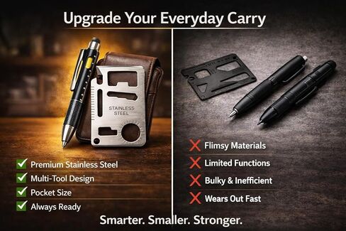 12 في 1 أداة القلم والفولاذ المقاوم للصدأ EDC المحفظة مجموعة هدايا مجموعة هدية | Multitool Duo Everyday Carry Gadget للرجال والنساء (حزمة) in Kuwait