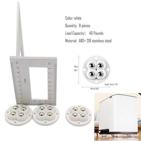 8 قطع عجلات صغيرة ذاتية اللصق، عجلة عالمية تدور 360 درجة، (مع 4 محامل كروية)، ABS+ فولاذ مقاوم للصدأ (أسود) in Kuwait
