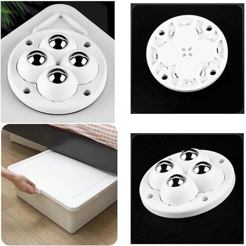 8 قطع عجلات صغيرة ذاتية اللصق، عجلة عالمية تدور 360 درجة، (مع 4 محامل كروية)، ABS+ فولاذ مقاوم للصدأ (أسود) in Kuwait