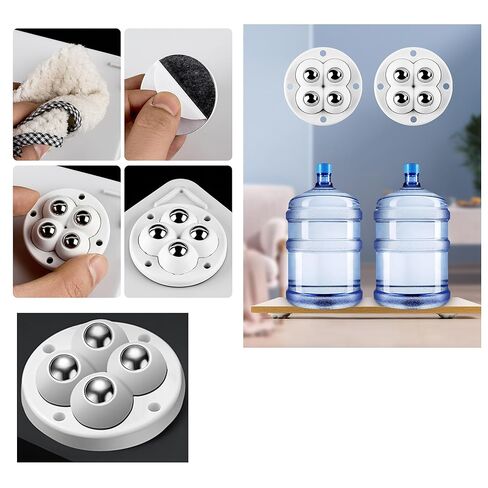 8 قطع عجلات صغيرة ذاتية اللصق، عجلة عالمية تدور 360 درجة، (مع 4 محامل كروية)، ABS+ فولاذ مقاوم للصدأ (أسود) in Kuwait