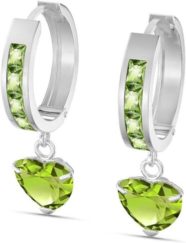 14k Yellow Gold Natural Peridot Hoop Dangle Earrings in Saudi Arabia